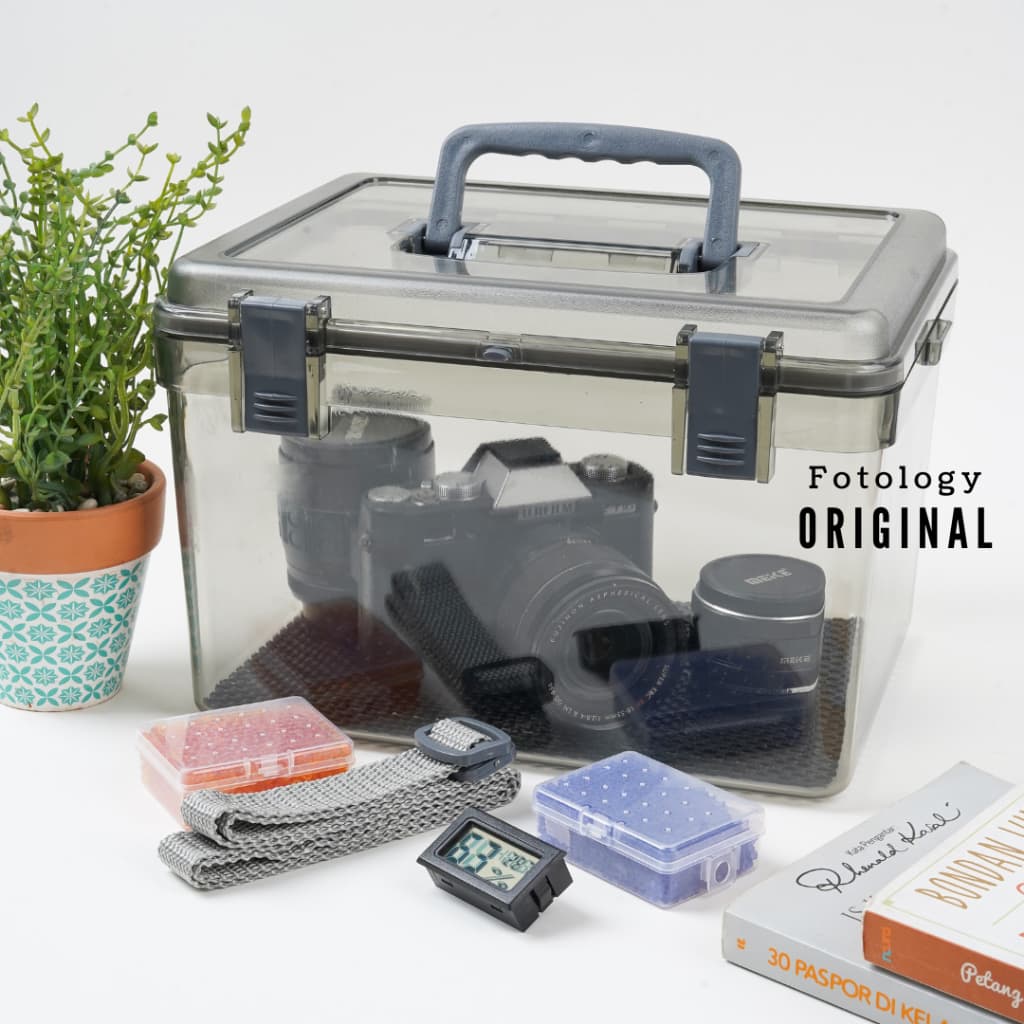 Fotology Dry Box Kamera Premium Kit Silica Gel Serap Lembab untuk Penyimpanan Lensa Kamera Anti Jamur